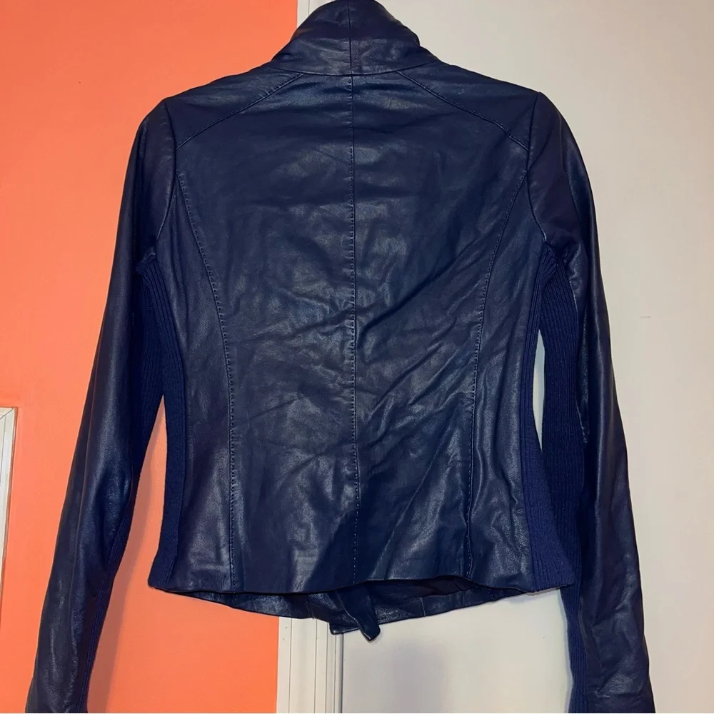 Vince Lambskin Leather Scuba Draped Moto Jacket - Picture 10 of 16